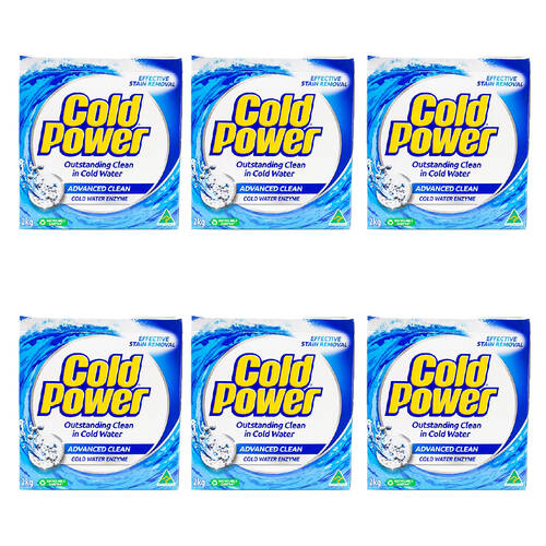6PK Cold Power 2kg Laundry Powder Advanced Clean Effective Stain Remover Fresh