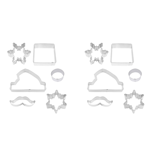 12pc R&M Tinplated Steel Santa Centrepiece Cookie Cutter Set - Silver