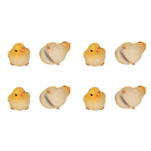 8PK Polyresin Fixed Gap Chick Pot Sitters Home Plant Pot Decor - Assorted