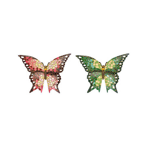 2PK Polyresin Butterfly Mosaic Large Home/Garden Decor 26cm - Assorted