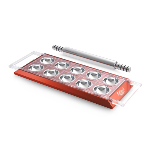 Marcato Aluminum Ravioli Tablet w/ Rolling Pin - Red