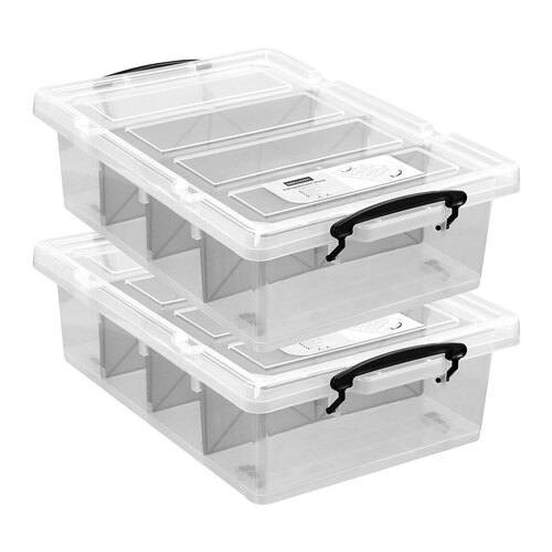 2x Boxsweden 57x38cm/25L 4 Section Compartment Storer