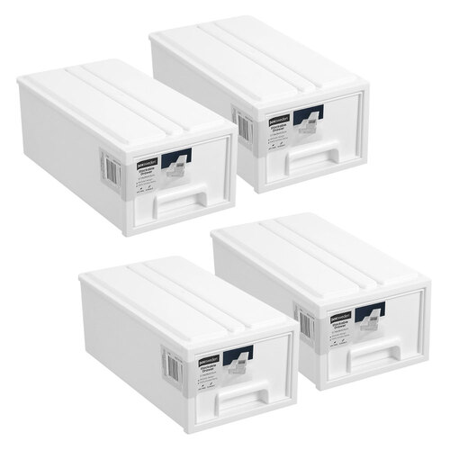 4x Boxsweden 14x26cm Stacking Drawer Organiser - White 