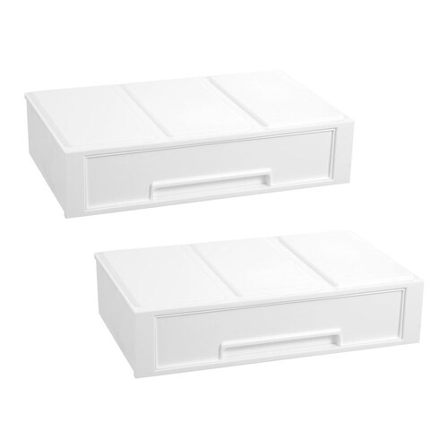 2x Boxsweden 43x26cm Stacking Drawer Organiser - White 