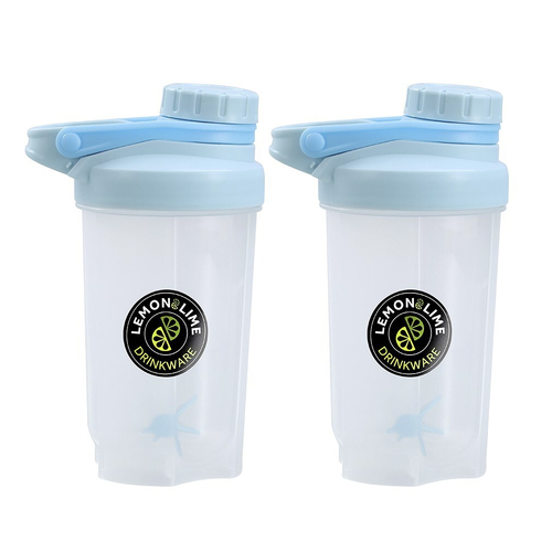 2PK Lemon & Lime 550ml Shaker Bottle w/ Screw Top Lid - Assorted