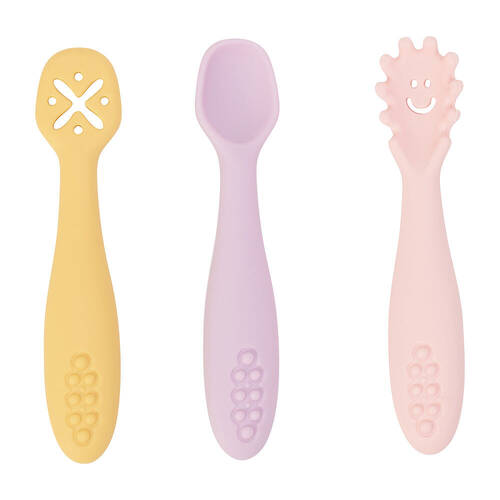 3pc Annabel Trends Silicone Baby Feeding Cutlery Set - Sunset