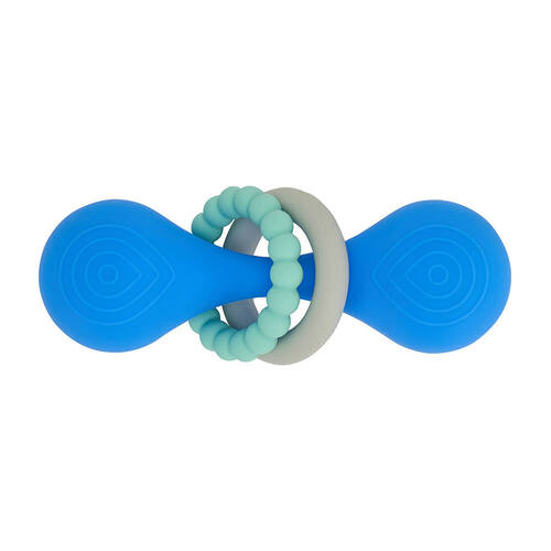 Annabel Trends Silicone Dumbbell Rattle Baby/Infant Toy - Blue