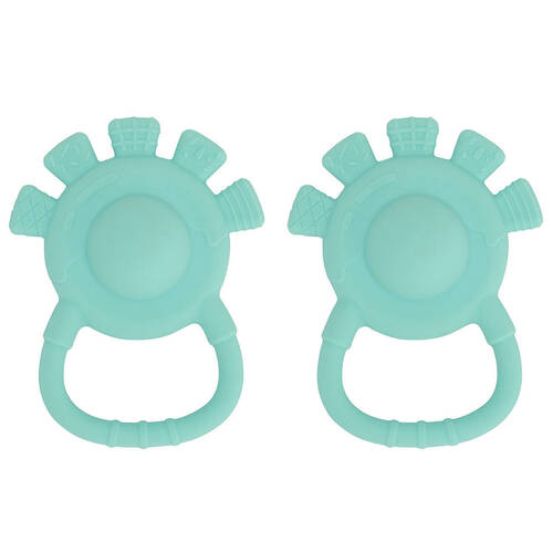 2PK Annabel Trends Silicone Hand Rattle/Teether Baby Toy - Aqua