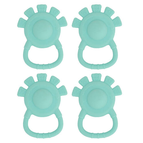 4PK Annabel Trends Silicone Hand Rattle/Teether Baby Toy - Aqua