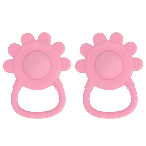 2PK Annabel Trends Silicone Hand Rattle/Teether Baby Toy - Pink