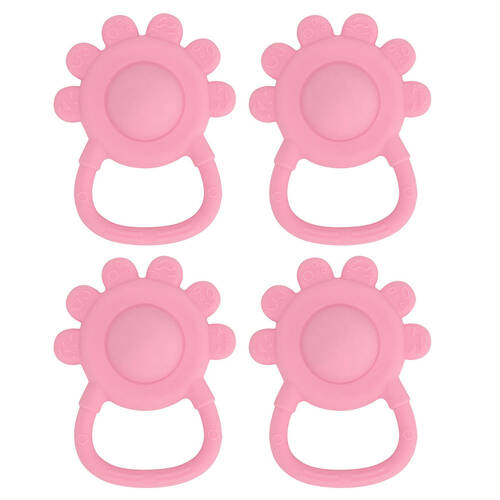 4PK Annabel Trends Silicone Hand Rattle/Teether Baby Toy - Pink