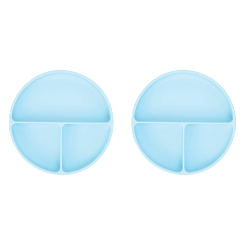 2PK Annabel Trends Silicone Suction Divided Plate 18cm - Iced Blue