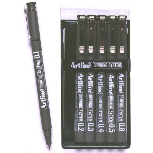 Artline Drawing System Wallet 6 Pens Black