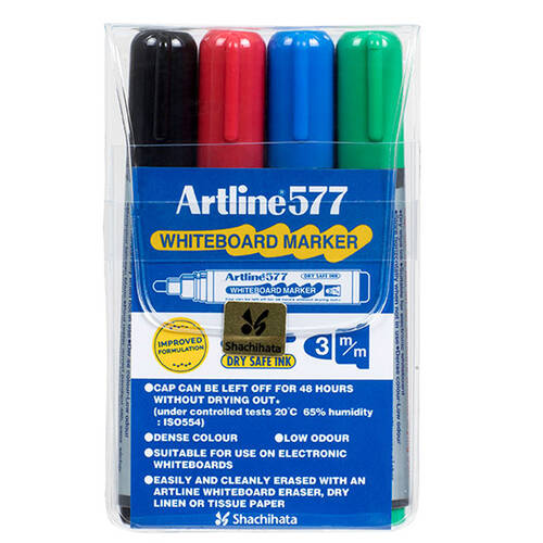 4pc Artline 577 Whiteboard Marker Assorted Colours