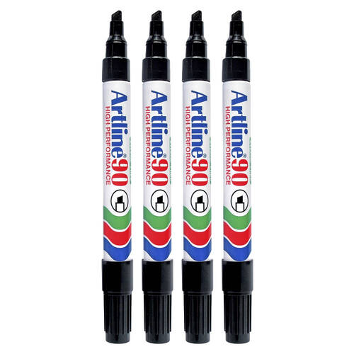 4pc Artline 90 2.0 - 5.0mm Permanent Marker Black