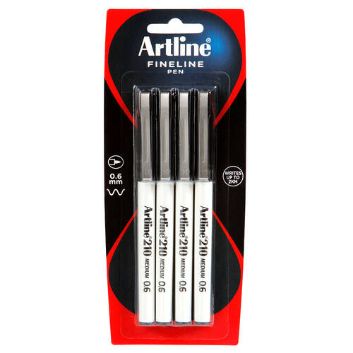 4pc Artline 210 Fineline 0.6mm Black