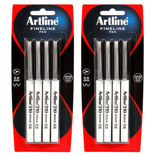 8pc Artline 210 Fineline 0.6mm Black