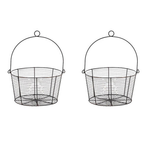 2PK Wire Basket Durable Pot/Plant Cover Horiz Home Decor 30x30cm - Black