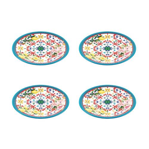 4PK Guzzini Melamine Round Dinner Plate 27.5cm Flower & Lemon Blossom