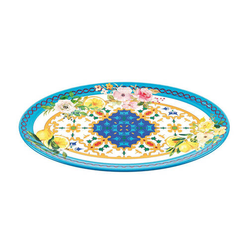 Guzzini Melamine Serving Tray Oval Platter 50cm Flower & Lemon Blossom