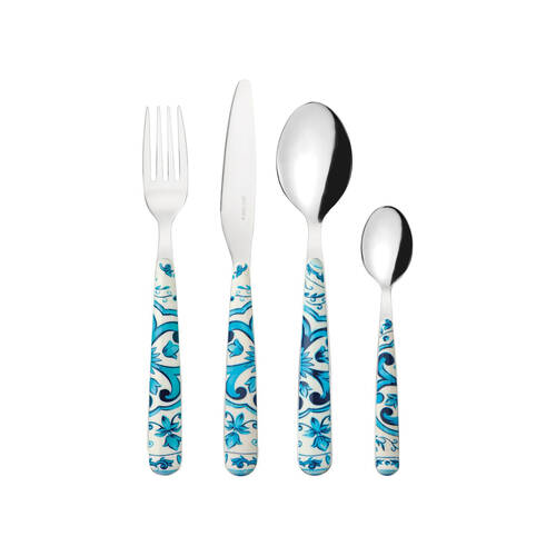 24pc Guzzini Blues Stainless Steel Dinner Cutlery Set Mediterranean Blue
