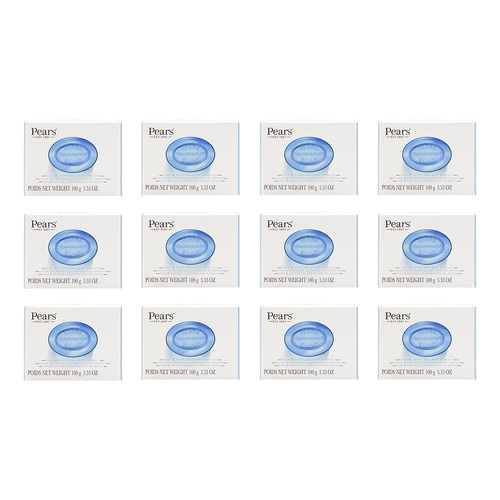 12PK Pears Pure & Gentle 100g Transparent Bar Soap w/ Mint Extracts