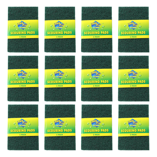 60pc Kwik Life Home Multi Purpose Scouring Pads 10x15cm - Green