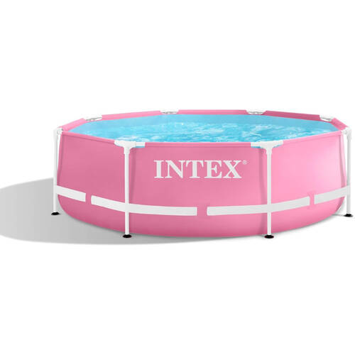 Intex Pink Metal Frame Outdoor Backyard Swimming Pool 6y+