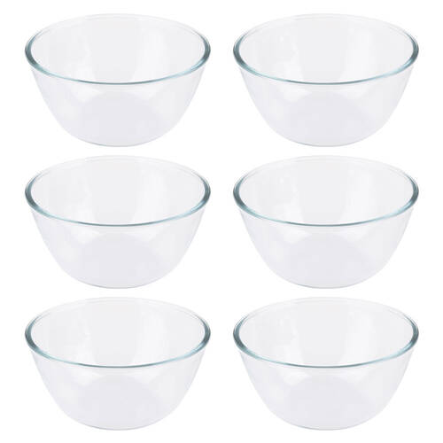 6PK Daily Bake Borosilicate Glass Mixing Bowl 21cm/2L - Clear