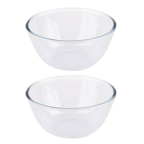 2PK Daily Bake Borosilicate Glass Mixing Bowl 23cm./2.6L - Clear