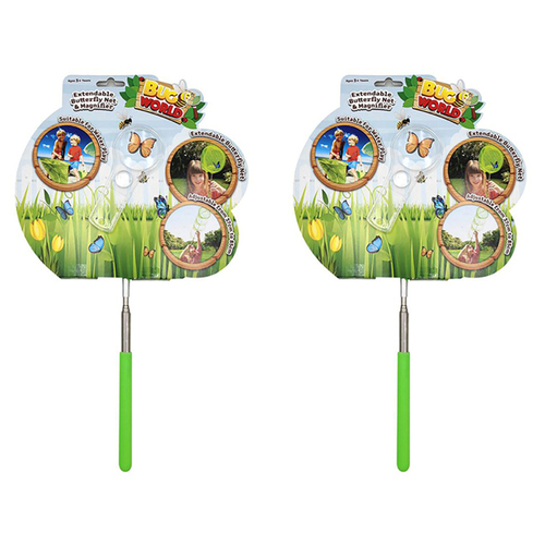 2x 2pc Bugs World Kids Telescopic Net & Magnifier Set 3y+