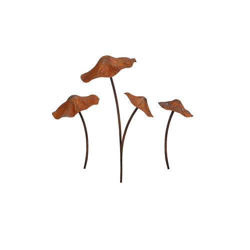 3pc Mixed Metal Mushroom Home/Garden/Patio Decor - Rust