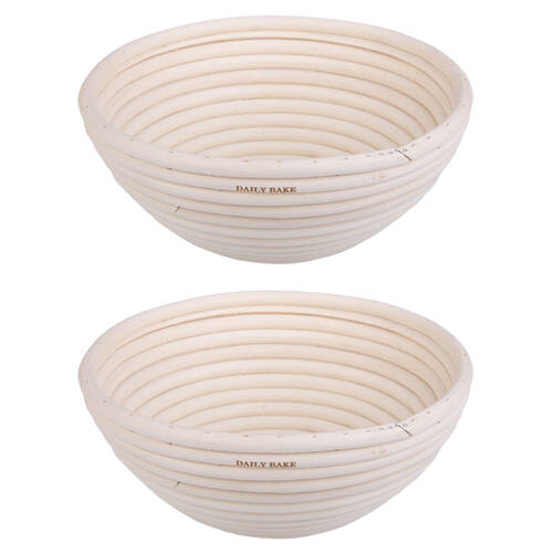 2PK Daily Bake Banneton Proving Basket Round Baking Mould 20x8cm - Natural