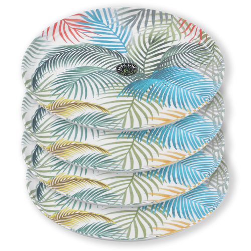 4x Lemon & Lime Summer Dine 35cm Melamine Round Platter