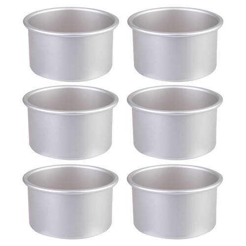6PK Daily Bake 5" Deep Round Cake Pan 12.5x7.5cm - Silver