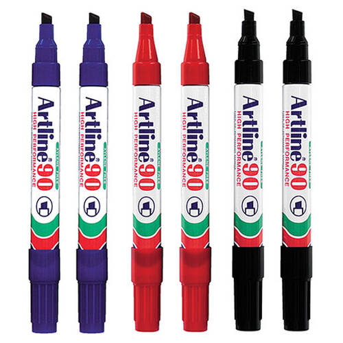 6pc Artline 90 2.0 - 5.0mm Permanent Marker Assorted