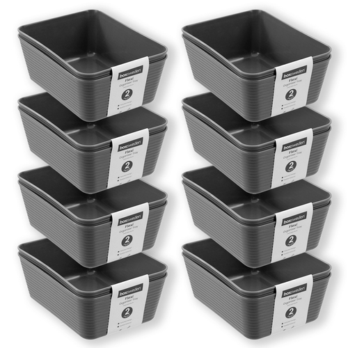 8x 2PK Boxsweden Flexible 17x12.5cm Organiser Tray Rectangle Storage - Assorted
