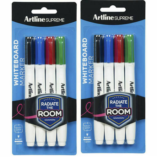 2x 4pc Artline Supreme Whiteboard Markers - Assorted Standard