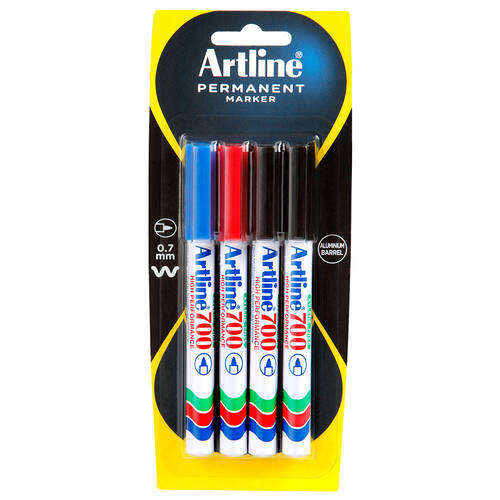 4pc Artline 700 0.7mm Permanent Marker Assorted