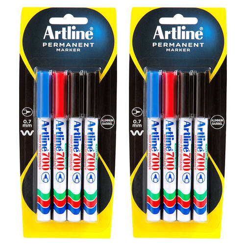 8pc Artline 700 0.7mm Permanent Marker Assorted