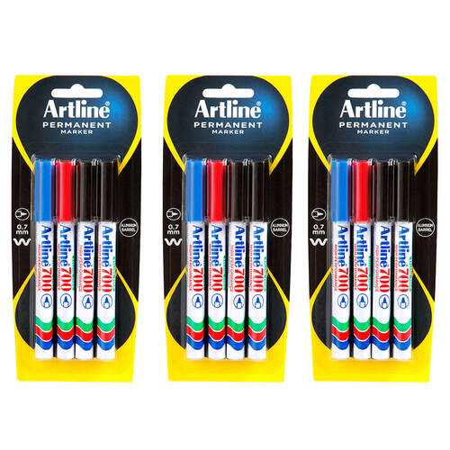 12pc Artline 700 0.7mm Permanent Marker Assorted