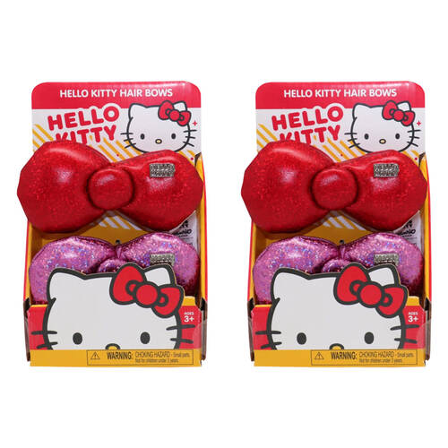 2x 2pc Hello Kitty Novelty Hair Bows/Clips Hair Pin Kids 3y+
