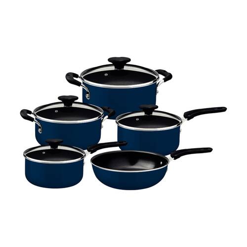 5pc Tramontina Tunis Cookware Set Ceramic Coated Induction Safe Dark Blue