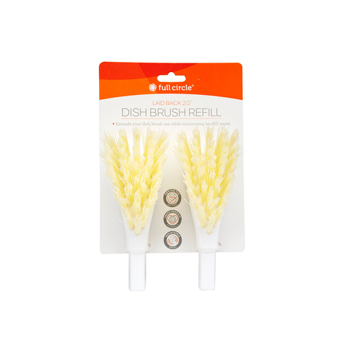 2pc Full Circle Laid Back Dish Brush Refill - White
