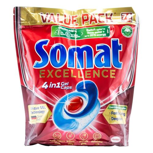 74pc Somat Excellence Dishwasher 4in1 Dishwashing Gel Caps