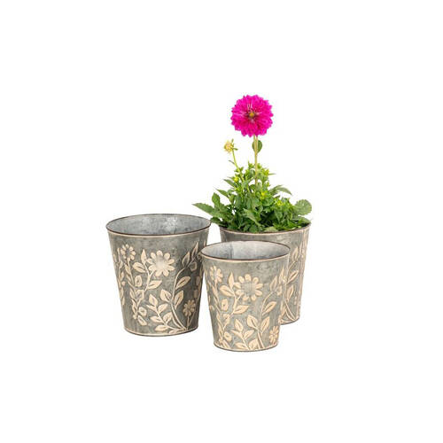 3pc Metal Indoor/Outdoor Flower Planter/Pot Set