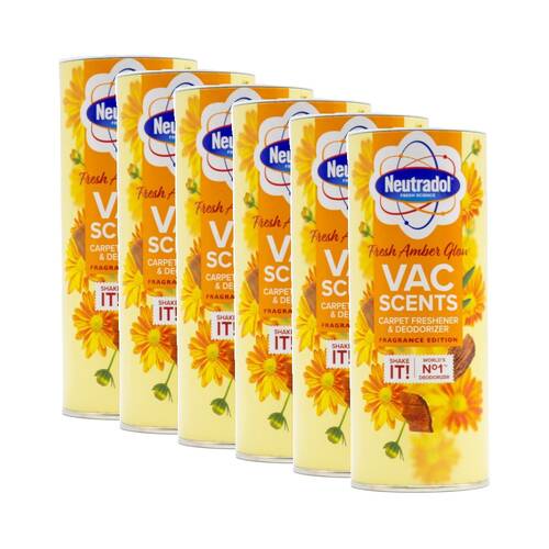 6PK Neutradol Carpet Freshener Advanced Odour Neutraliser 350g Fresh Amber Glow 