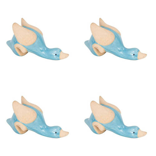4PK Ceramic Duck Planter Pot Sitter Ornament 12x7cm Blue