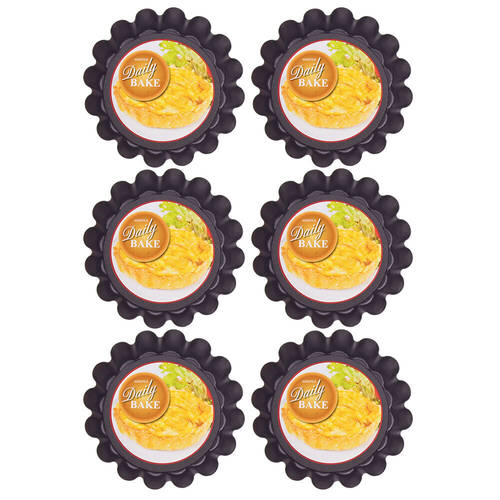 6PK Daily Bake Non-Stick Deep Mini Quiche Pan Bakeware 12x3cm - Black