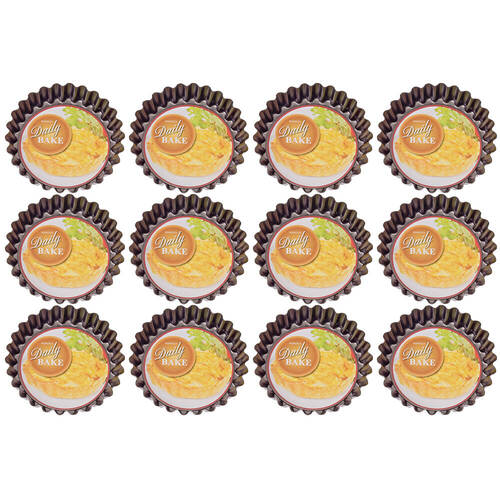 12PK Daily Bake Non-Stick Quiche Pan Loose Base Bakeware 10x2cm - Black